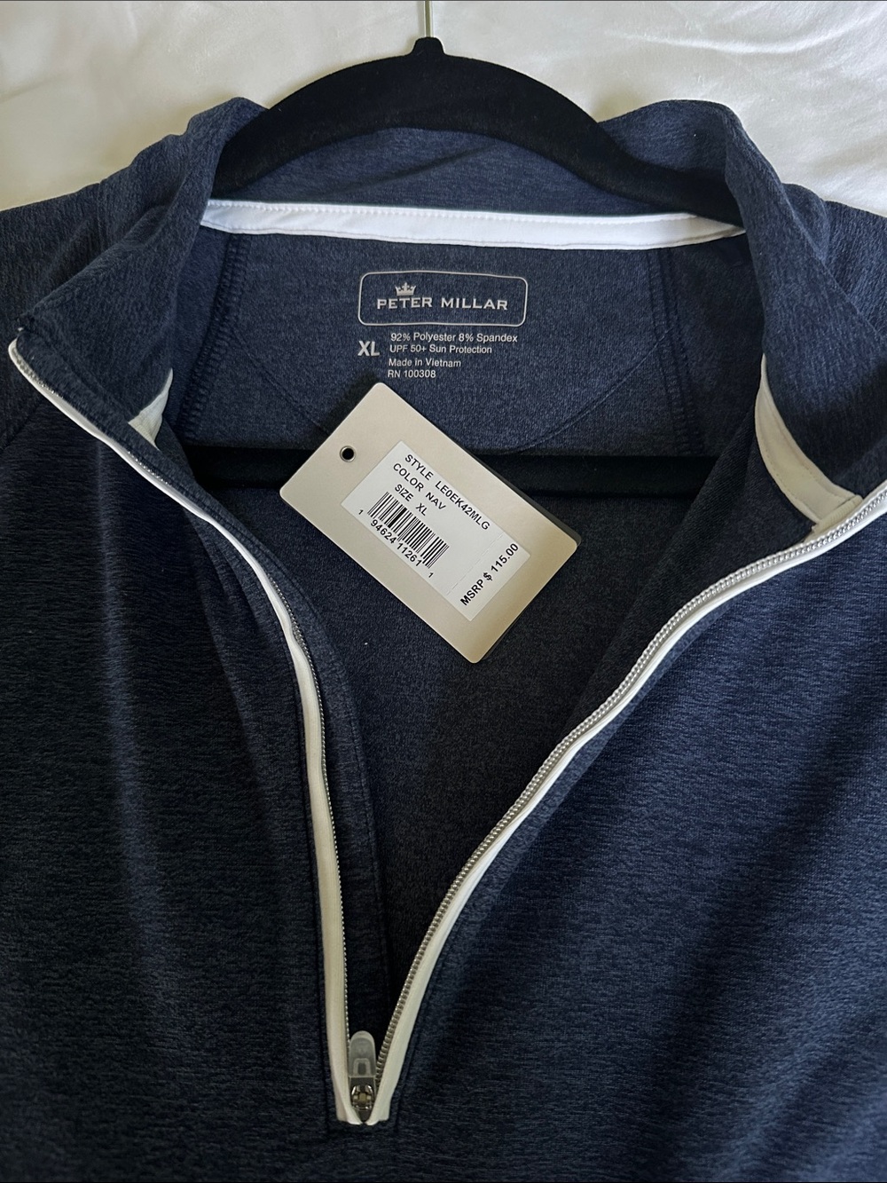 Peter Millar Navy Half-Zip Pullover with White Trim